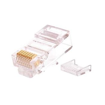 Коннектор RJ45/8P8C под витую пару кат.5e (класс D) 100МГц покрытие 50мкд универсал. ножи неэкран. со вставкой (уп.100шт) NIKOMAX NMC-RJ88RZ50UD2-100