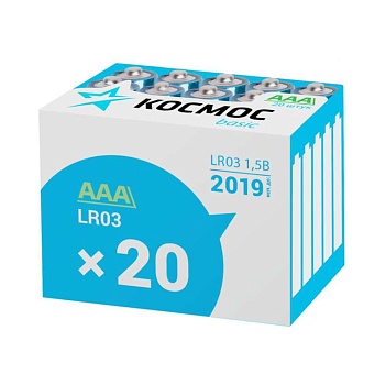 Элемент питания алкалиновый LR LR03 (уп.20шт) Космос KOCLR0320BOX