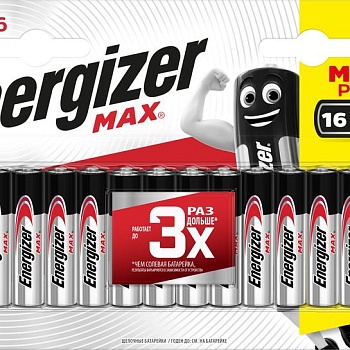 Элемент питания алкалиновый ENR MAX AAA FSB16 RU (блист.16шт) Energizer E301433301