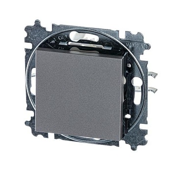 Выключатель 1-кл. СП Levit IP20 сталь/дым. черн. ABB 2CHH590145A6069
