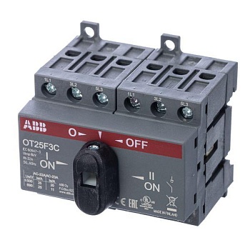 Рубильник реверсивный OT25F3C 25А (20А AC23) ABB 1SCA104863R1001