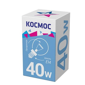 Лампа накаливания Шар 40Вт E14 прозр. Космос LKsmSSpCL40E14v2