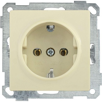 Механизм розетки 1-м СП Bolero РС11-1-0-Б 16А IP20 с заземл. крем. IEK ERB11-K33-16
