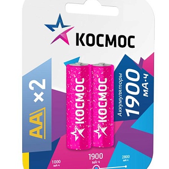 Аккумулятор AA/R6 NI-MN 1900мА.ч BP-2 (блист.2шт) Космос KOCR6NIMH(1900MAH)