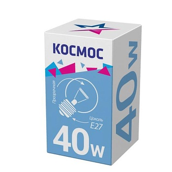 Лампа накаливания Шар 40Вт E27 прозр. Космос LKsmSSpCL40E27v2
