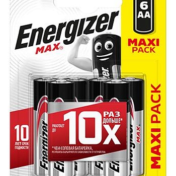 Элемент питания алкалиновый MAX LR6/316 BL6 (блист.6шт) Energizer E301533801