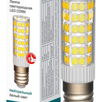 Лампа светодиодная Corn 7Вт капсульная 4000К нейтр. бел. E14 230В керамика IEK LLE-Corn-7-230-40-E14