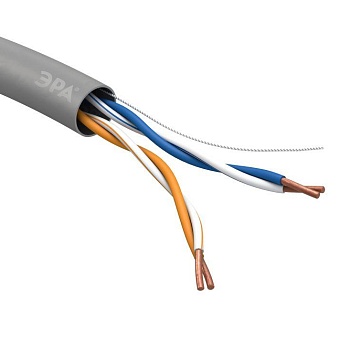 Кабель витая пара U/UTP кат.5e 2х2х24AWG solid CU PVC сер. 305м (м) Эра Б0044428