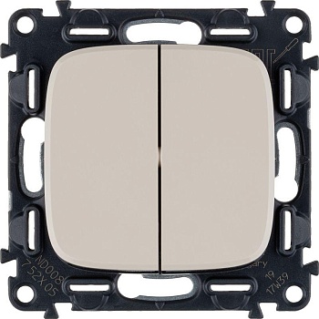 Механизм выключателя 2-кл. СП Valena Allure 10А IP20 250В с лиц. панелью безвинт. зажимы сл. кость Leg 752805