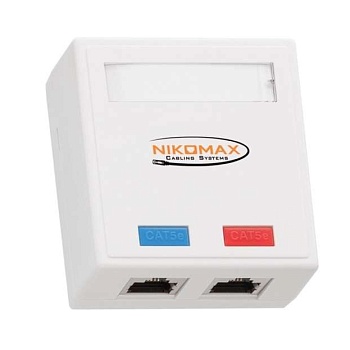 Розетка 2 порта кат.5e (класс D) 100МГц RJ45/8P8C 110/KRONE T568A/B на печатной плате экранированная бел. NIKOMAX NMC-WO2SD2-WT