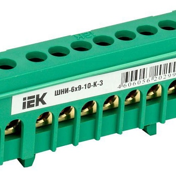 Шина PE "земля" в корп. изол. на DIN-рейку ШНИ-6х9-10-К-З IEK YNN10-69-10KD-K06