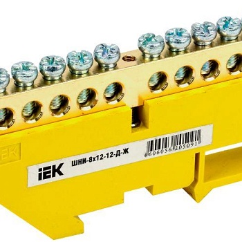 Шина PE "земля" на DIN-изол. ШНИ-8х12-12-Д-Ж IEK YNN10-812-12D-K05