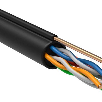 Кабель витая пара F/UTP кат.5e 4х2х24AWG solid CU LDPE OUTDOOR GENERICA трос черн. 305м (м) ITK BC3-C5E04-359-305-G