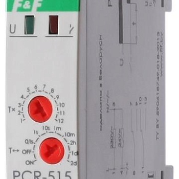 Реле времени PCR-515 2х8А 230В 2перекл. IP20 задержка включ. монтаж на DIN-рейке F&F EA02.001.006