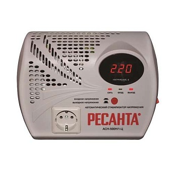Стабилизатор напряжения АСН-500 Н/1-Ц 1ф 0.5кВт настен. с розеткой IP20 релейный Ресанта 63/6/9