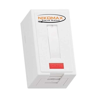 Розетка 1 порт кат.5e (класс D) 100МГц RJ45/8P8C FT-TOOL/110/KRONE T568A/B полный экран со шторкой бел. NIKOMAX NMC-WO1SD2-FT-ST-WT