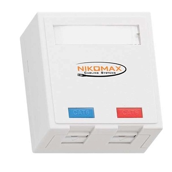 Розетка 2 порта кат.5e (класс D) 100МГц RJ45/8P8C FT-TOOL/110/KRONE T568A/B полный экран со шторками бел. NIKOMAX NMC-WO2SD2-FT-ST-WT