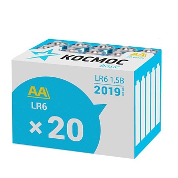 Элемент питания алкалиновый LR LR6 (уп.20шт) Космос KOCLR620BOX
