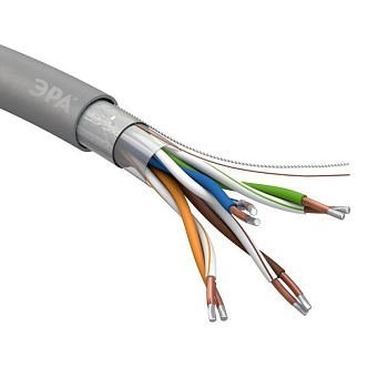Кабель витая пара F/UTP кат.5e 4х2х24AWG solid CCA PVC SIMPLE сер. 305м (м) Эра Б0044440