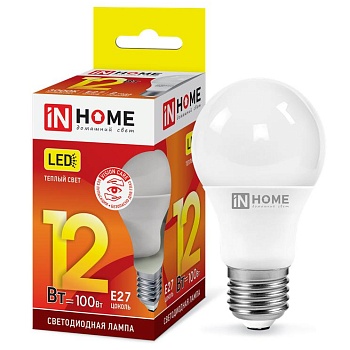 Лампа светодиодная LED-A60-VC 12Вт 230В E27 3000К 1080лм IN HOME 4690612020235