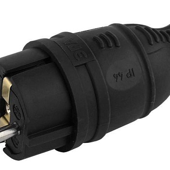 Вилка каучуковая с заземл. прям. 16А IP44 черн. Эра Б0044540