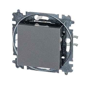 Переключатель 1-кл. СП Levit IP20 сталь/дым. черн. ABB 2CHH590645A6069
