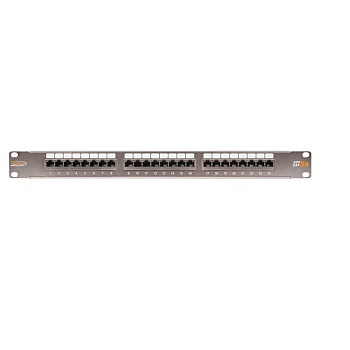 Патч-панель 19дюйм 1U 24 порта кат.5e (класс D) 100МГц RJ45/8P8C 110/KRONE T568A/B полный экран с органайзером метал. NIKOMAX NMC-RP24SD2-1U-MT