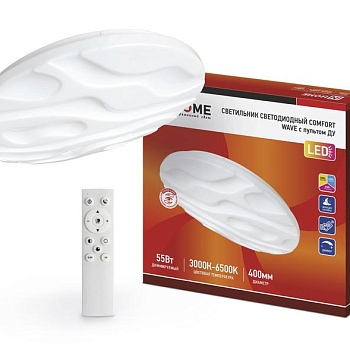 Светильник светодиодный COMFORT WAVE 55Вт 230В 3000-6500К 4400лм 400х70мм с пультом ДУ IN HOME 4690612034911
