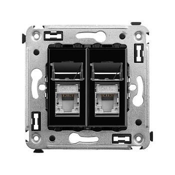 Розетка компьютерная 2-м СП Avanti "Черный квадрат" RJ45 кат.5E экранир. DKC 4402364