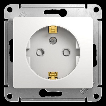 Механизм розетки 1-м СП Glossa 16А IP20 с заземл. защ. шторки бел. SchE GSL000145