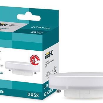 Лампа светодиодная Eco 10Вт T75 таблетка 4000К нейтр. бел. GX53 230В IEK LLE-T80-10-230-40-GX53