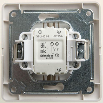 Выключатель 2-кл. СП Glossa 10А IP20 (сх. 5) 10AX в сборе перламутр. SchE GSL000652