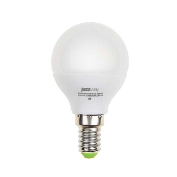 Лампа светодиодная PLED-Eco-G45 5Вт шар 4000К нейтр. бел. E14 400лм 220-240В JazzWay 1036926A