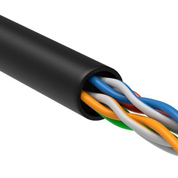 Кабель витая пара U/UTP кат.5e 4х2х24AWG solid CU LDPE OUTDOOR GENERICA трос черн. 305м (м) ITK BC3-C5E04-139-305-G