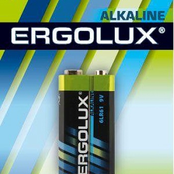 Элемент питания алкалиновый "крона" 6LR61 BL-1 6LR61 BL-1 9В Alkaline (блист.1шт) Ergolux 11753