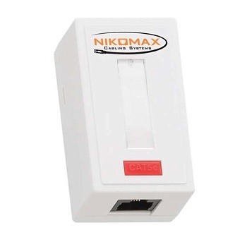 Розетка 1 порт кат.5e (класс D) 100МГц RJ45/8P8C 110/KRONE T568A/B на печатной плате неэкран. бел. NIKOMAX NMC-WO1UD2-WT
