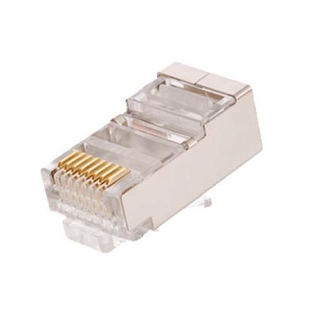 Коннектор RJ45/8P8C под витую пару кат.5e класс D 100МГц покрытие 3мкд универс. ножи для проводников 0.47-0.51мм экран. (уп.1000шт) NETLAN EC-UP8P8C-SD-003-TR-1000