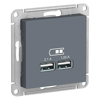 Механизм розетки USB AtlasDesign 5В 1порт х 2.1А 2порта х 1.05А грифель SchE ATN000733