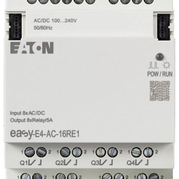 Модуль ввода/вывода EASY-E4-AC-16RE1 100/240В AC/DC 8DI 8DO реле 5А EATON 197222
